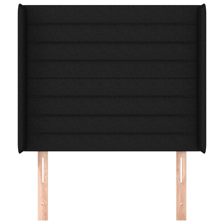 Hoofdbord met randen 103x16x118/128 cm stof zwart 103 x 16 x 118/128 cm Zwart