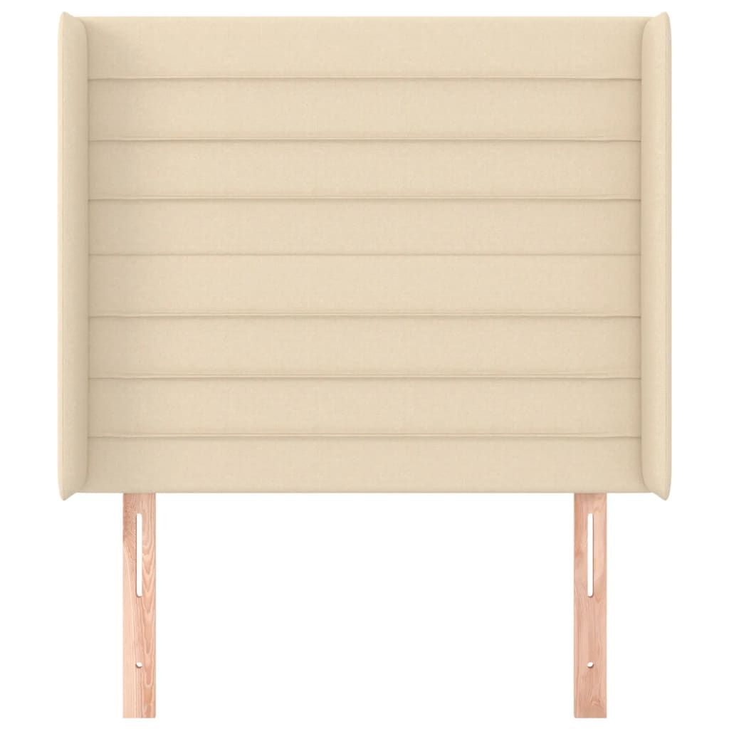 Hoofdbord met randen 103x16x118/128 cm stof crèmekleurig