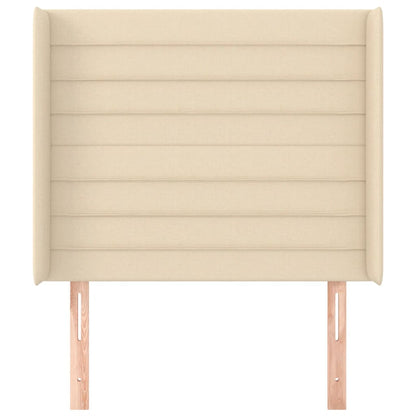 Hoofdbord met randen 103x16x118/128 cm stof crèmekleurig