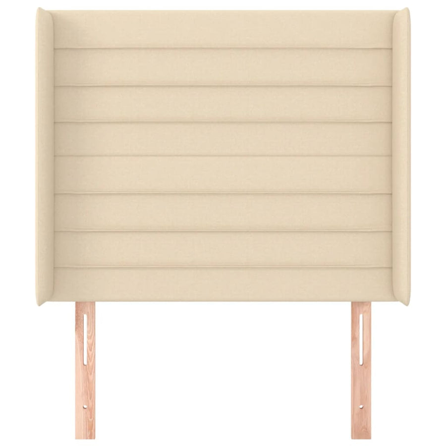 Hoofdbord met randen 103x16x118/128 cm stof crèmekleurig