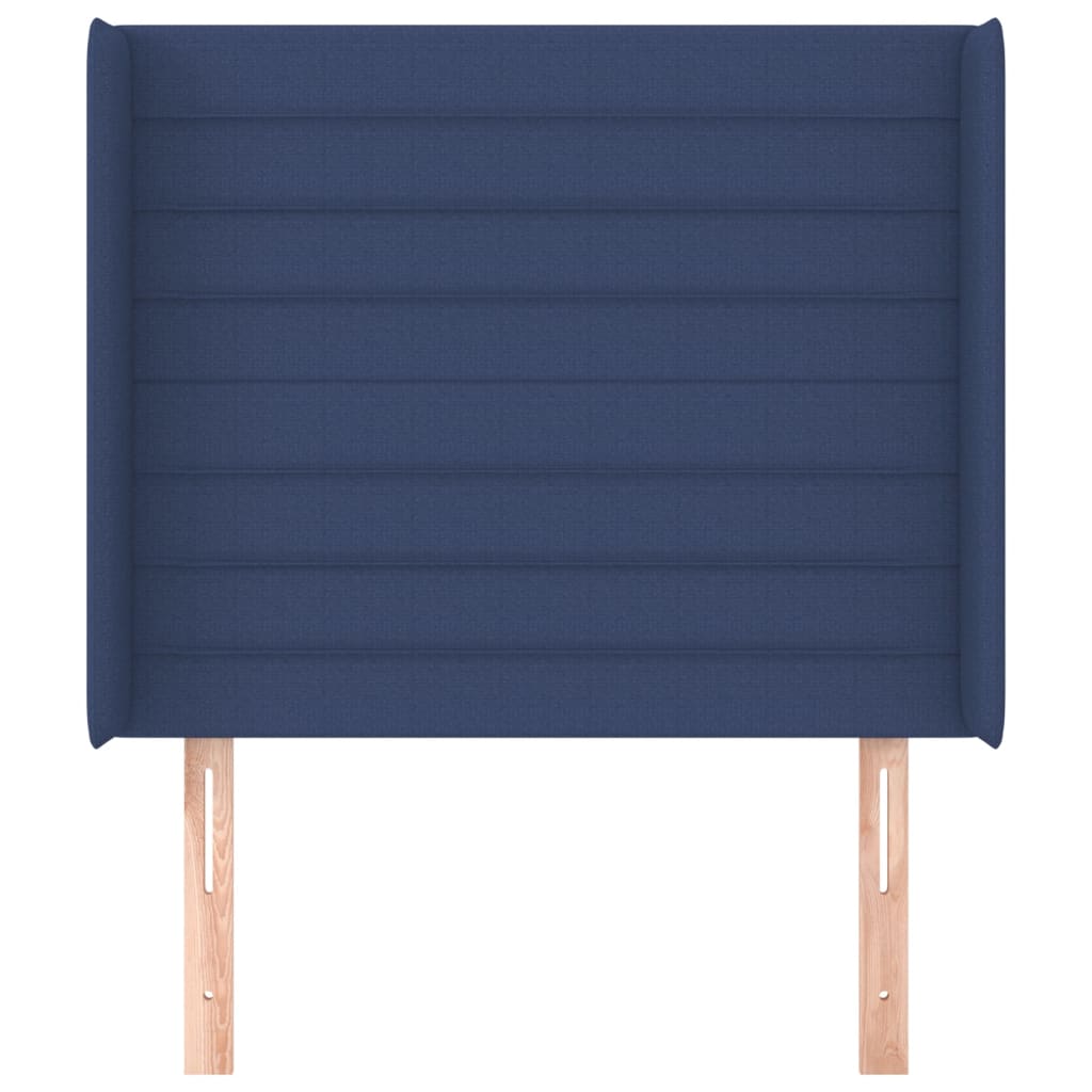 Hoofdbord met randen 103x16x118/128 cm stof blauw 103 x 16 x 118/128 cm Blauw