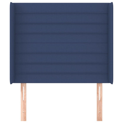 Hoofdbord met randen 103x16x118/128 cm stof blauw 103 x 16 x 118/128 cm Blauw