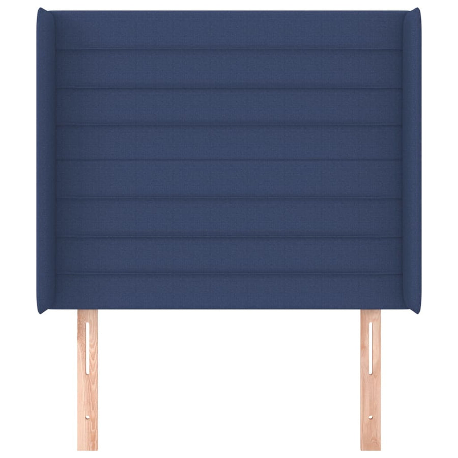 Hoofdbord met randen 103x16x118/128 cm stof blauw 103 x 16 x 118/128 cm Blauw