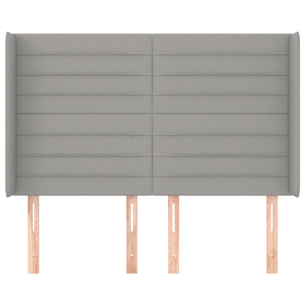 Hoofdbord met randen 147x16x118/128 cm stof lichtgrijs 147 x 16 x 118/128 cm Lichtgrijs
