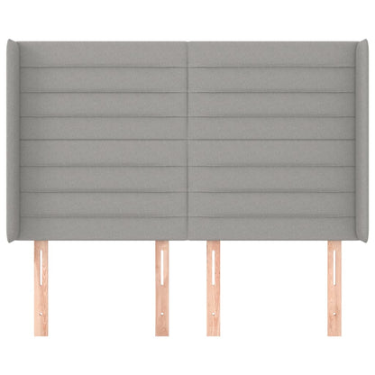 Hoofdbord met randen 147x16x118/128 cm stof lichtgrijs 147 x 16 x 118/128 cm Lichtgrijs