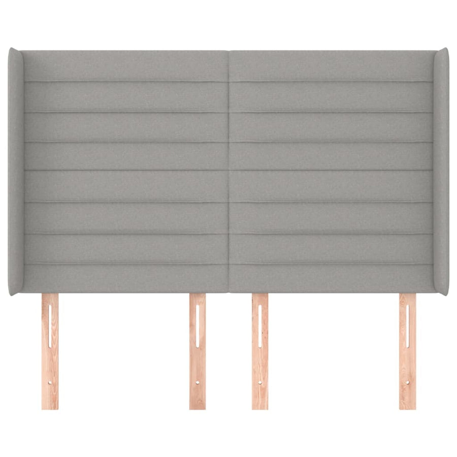 Hoofdbord met randen 147x16x118/128 cm stof lichtgrijs 147 x 16 x 118/128 cm Lichtgrijs