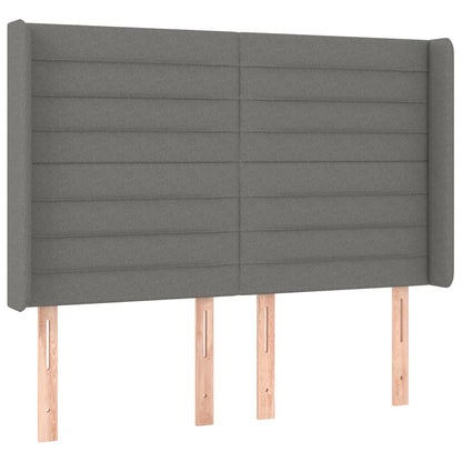 Hoofdbord met randen 147x16x118/128 cm stof donkergrijs 147 x 16 x 118/128 cm Donkergrijs