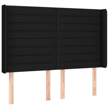 Hoofdbord met randen 147x16x118/128 cm stof zwart 147 x 16 x 118/128 cm Zwart
