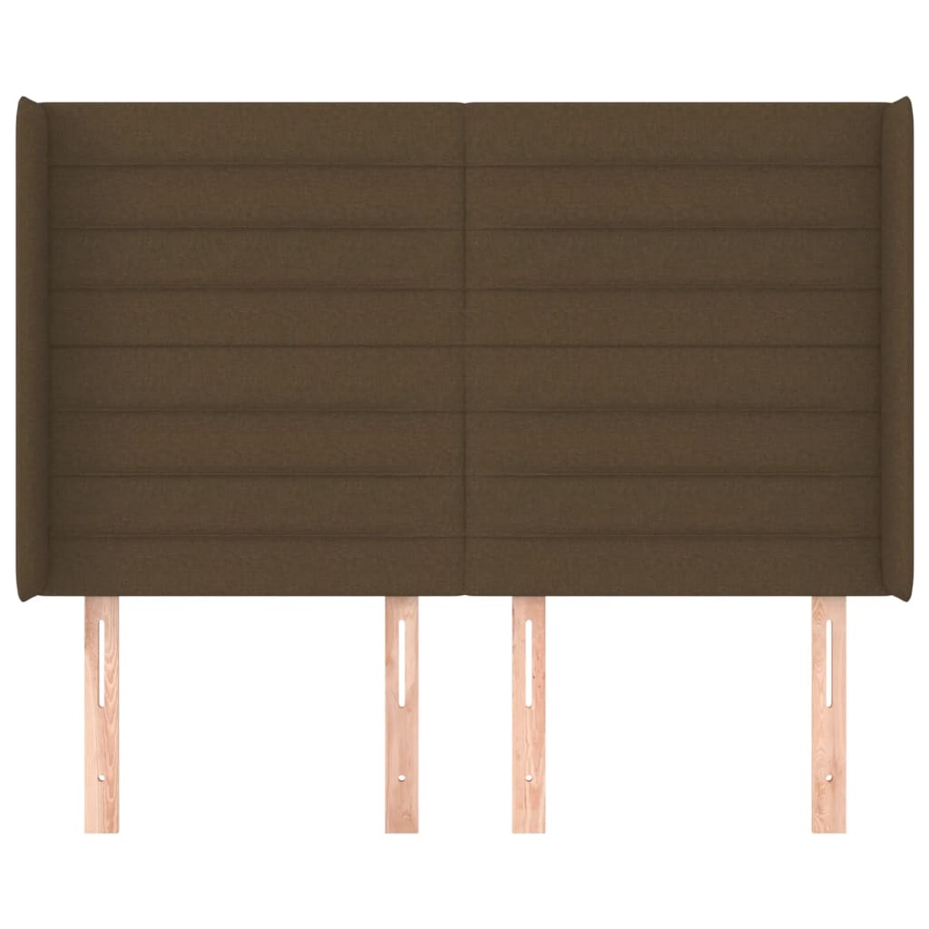 Hoofdbord met randen 147x16x118/128 cm stof donkerbruin 147 x 16 x 118/128 cm Donkerbruin
