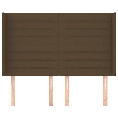 Hoofdbord met randen 147x16x118/128 cm stof donkerbruin 147 x 16 x 118/128 cm Donkerbruin