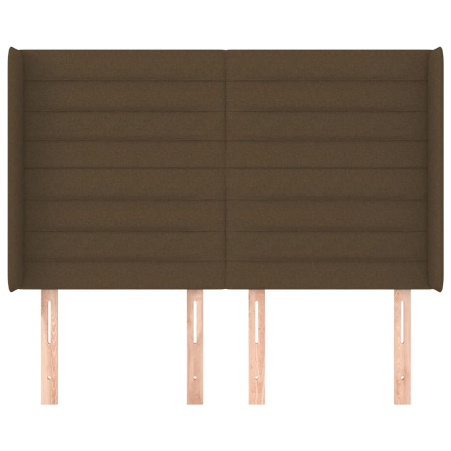 Hoofdbord met randen 147x16x118/128 cm stof donkerbruin 147 x 16 x 118/128 cm Donkerbruin