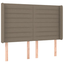 Hoofdbord met randen 147x16x118/128 cm stof taupe 147 x 16 x 118/128 cm Taupe
