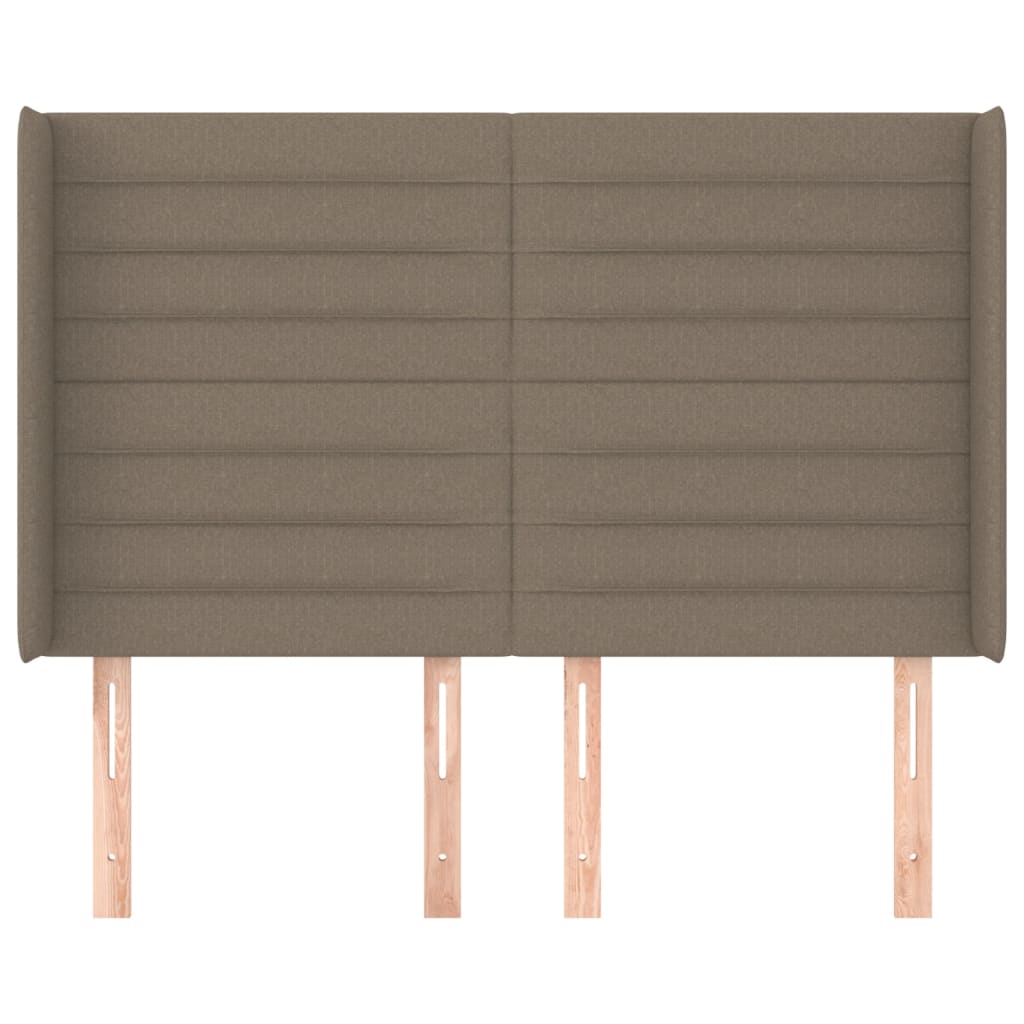 Hoofdbord met randen 147x16x118/128 cm stof taupe 147 x 16 x 118/128 cm Taupe