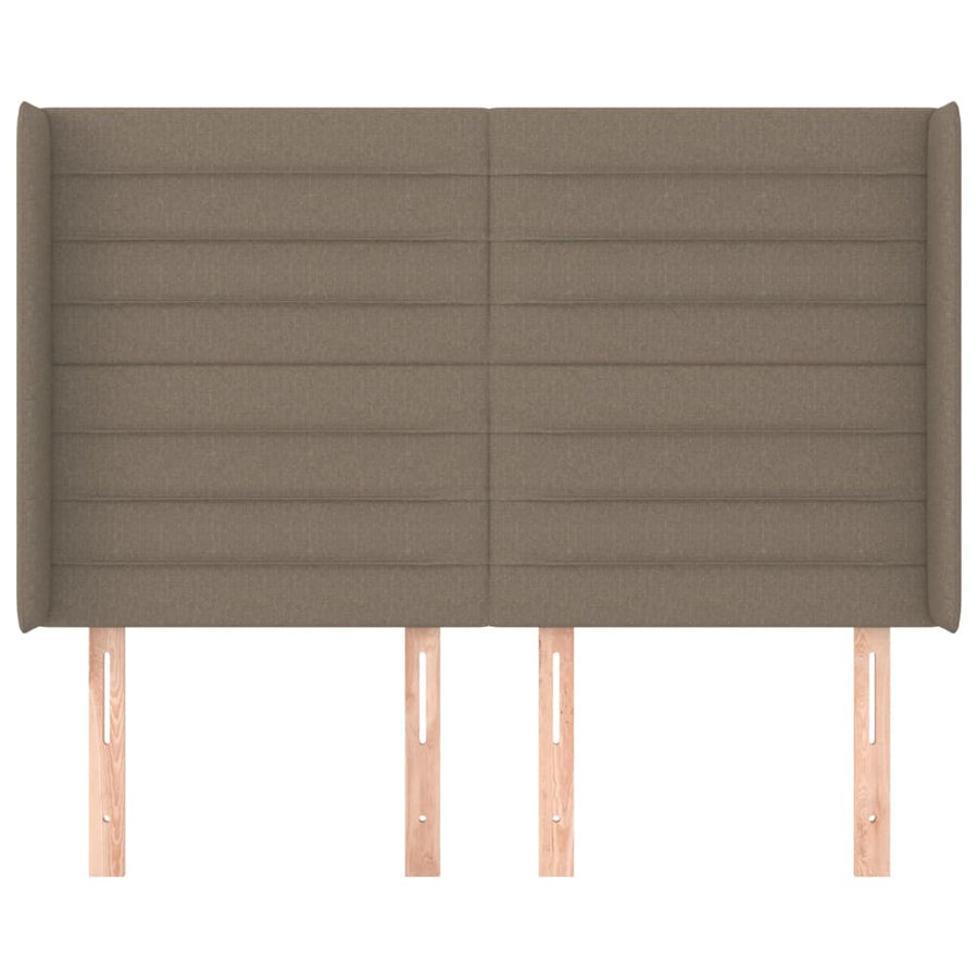 Hoofdbord met randen 147x16x118/128 cm stof taupe 147 x 16 x 118/128 cm Taupe