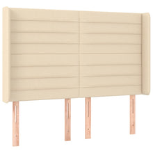 Hoofdbord met randen 147x16x118/128 cm stof crèmekleurig 147 x 16 x 118/128 cm Crème