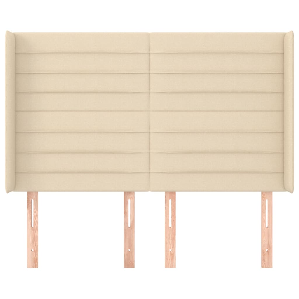 Hoofdbord met randen 147x16x118/128 cm stof crèmekleurig 147 x 16 x 118/128 cm Crème