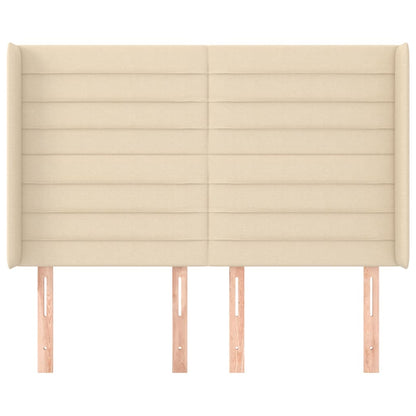 Hoofdbord met randen 147x16x118/128 cm stof crèmekleurig 147 x 16 x 118/128 cm Crème