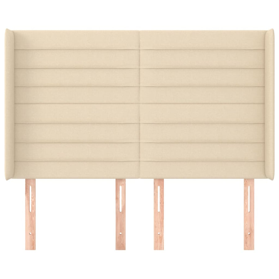 Hoofdbord met randen 147x16x118/128 cm stof crèmekleurig 147 x 16 x 118/128 cm Crème