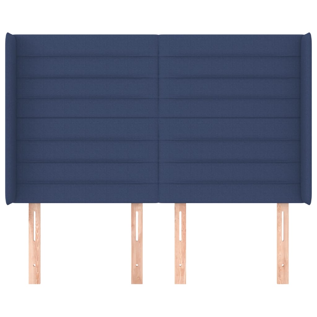 Hoofdbord met randen 147x16x118/128 cm stof blauw 147 x 16 x 118/128 cm Blauw