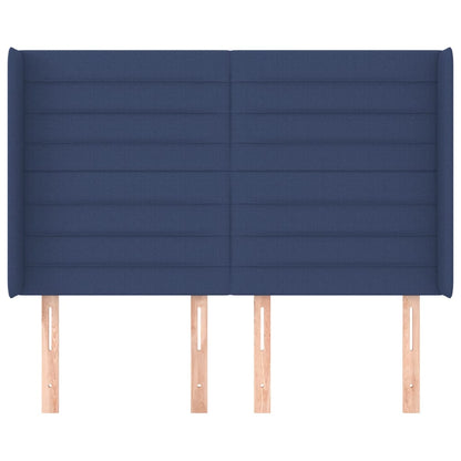 Hoofdbord met randen 147x16x118/128 cm stof blauw 147 x 16 x 118/128 cm Blauw