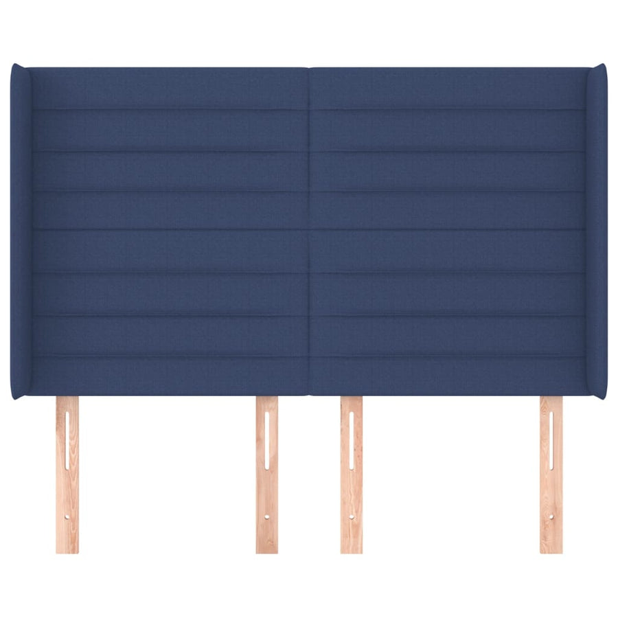Hoofdbord met randen 147x16x118/128 cm stof blauw 147 x 16 x 118/128 cm Blauw