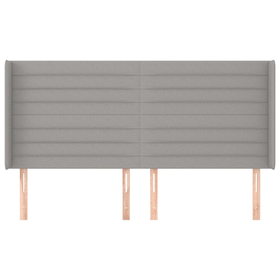 Hoofdbord met randen 163x16x118/128 cm stof lichtgrijs 163 x 16 x 118/128 cm Lichtgrijs
