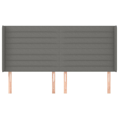 Hoofdbord met randen 163x16x118/128 cm stof donkergrijs 163 x 16 x 118/128 cm Donkergrijs