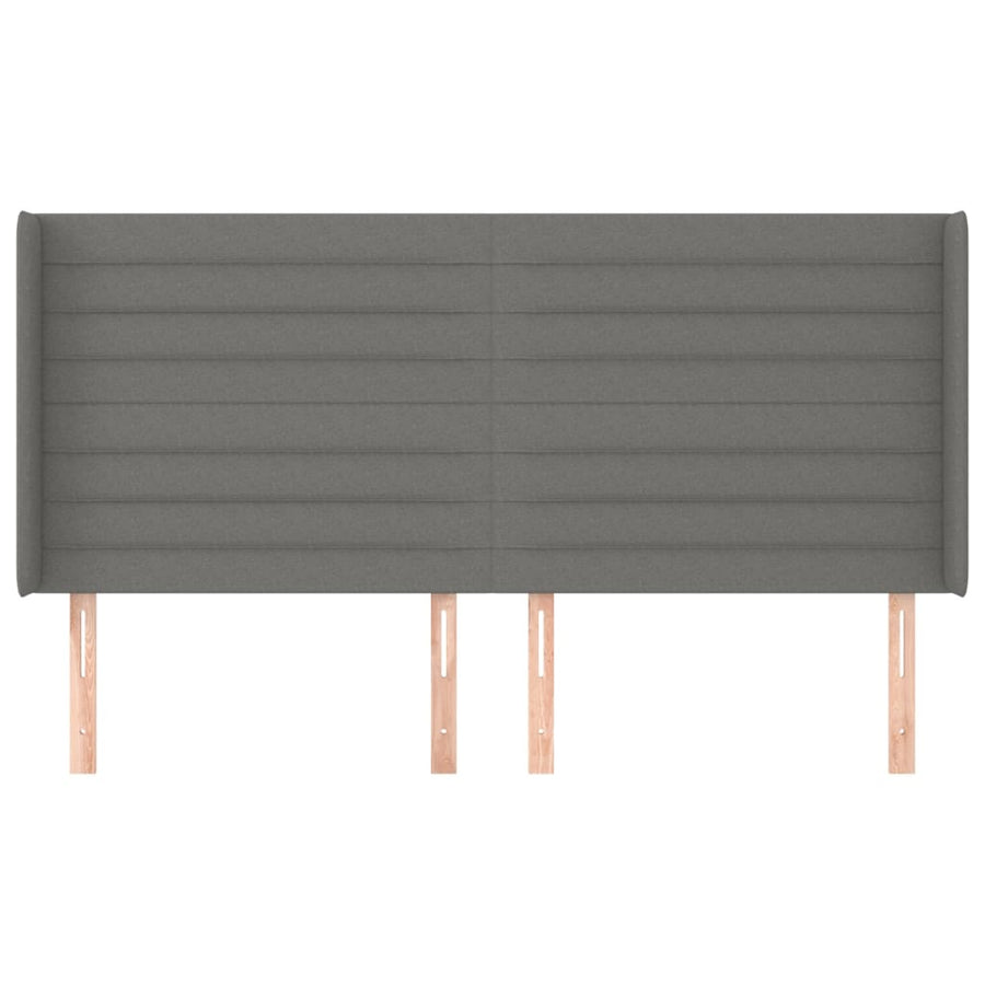 Hoofdbord met randen 163x16x118/128 cm stof donkergrijs 163 x 16 x 118/128 cm Donkergrijs