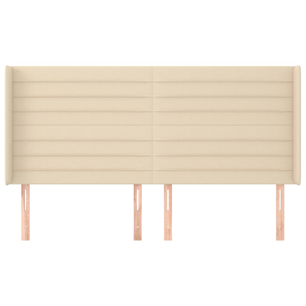 Hoofdbord Met Randen Stof Kleurig 163 x 16 x 118/128 cm Crème