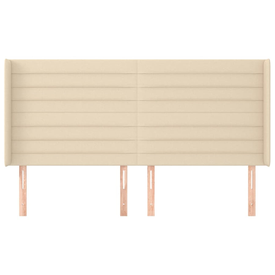 Hoofdbord Met Randen Stof Kleurig 163 x 16 x 118/128 cm Crème
