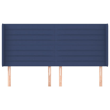Hoofdbord Met Randen Stof 163 x 16 x 118/128 cm Blauw