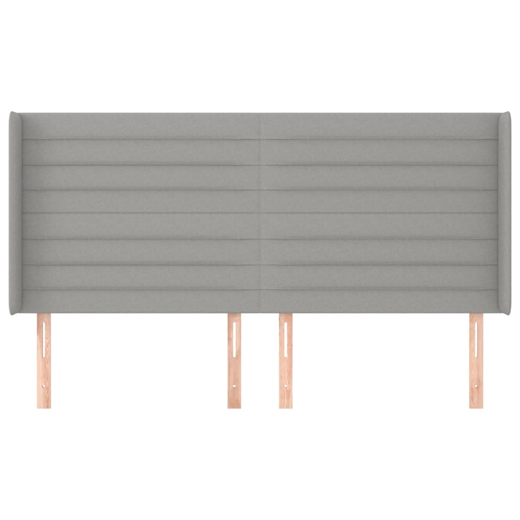 Hoofdbord met randen 183x16x118/128 cm stof lichtgrijs 183 x 16 x 118/128 cm Lichtgrijs