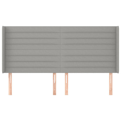 Hoofdbord met randen 183x16x118/128 cm stof lichtgrijs 183 x 16 x 118/128 cm Lichtgrijs