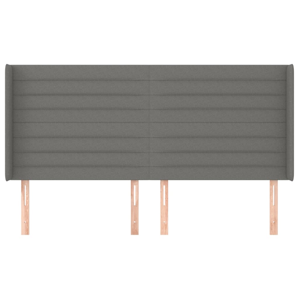Hoofdbord Met Randen Stof 183 x 16 x 118/128 cm Donkergrijs