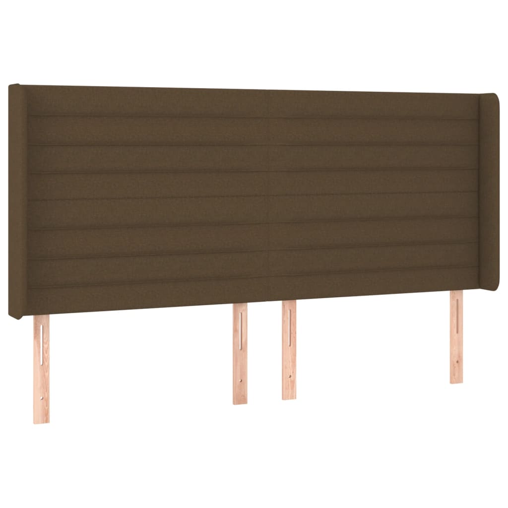 Hoofdbord Met Randen Stof 183 x 16 x 118/128 cm Donkerbruin