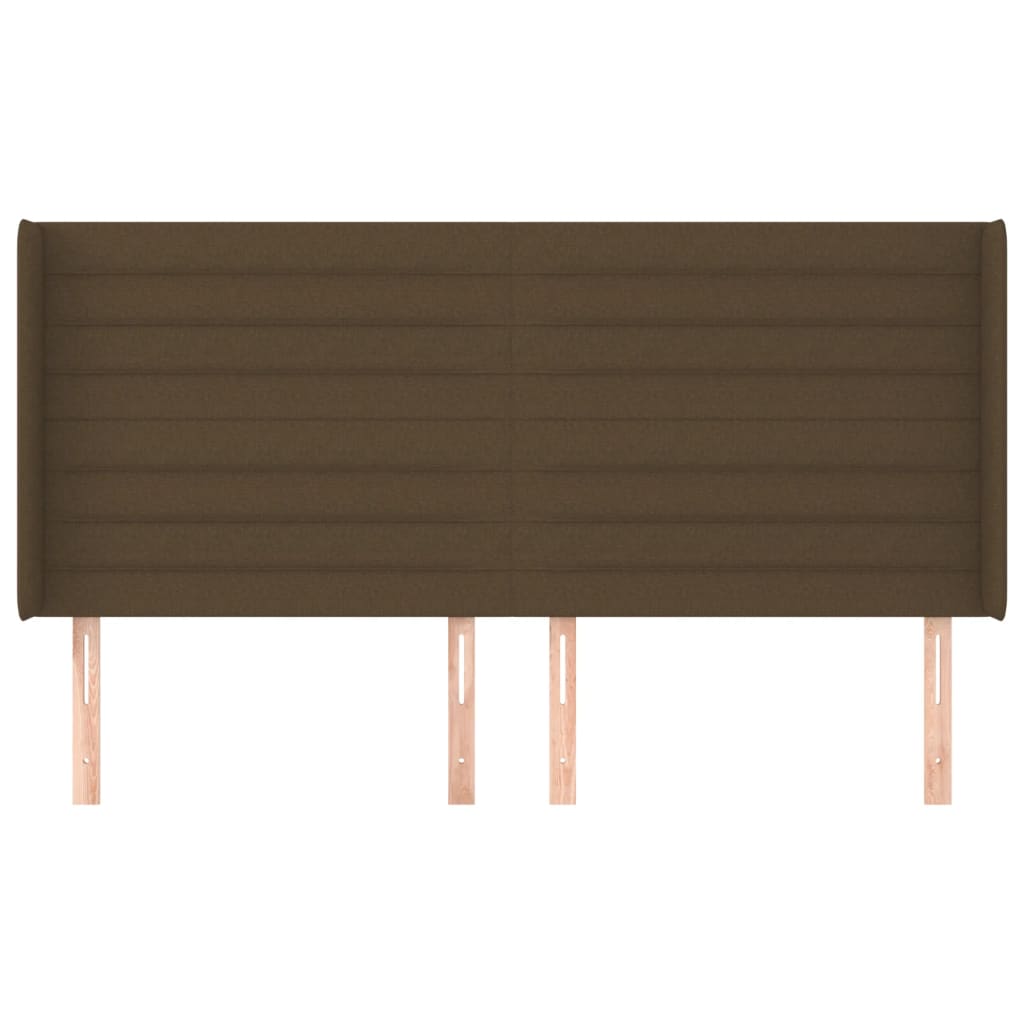 Hoofdbord Met Randen Stof 183 x 16 x 118/128 cm Donkerbruin