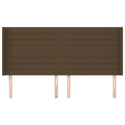 Hoofdbord Met Randen Stof 183 x 16 x 118/128 cm Donkerbruin