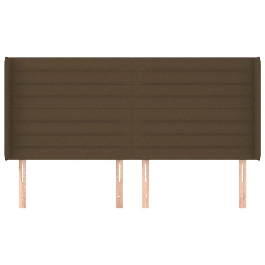 Hoofdbord Met Randen Stof 183 x 16 x 118/128 cm Donkerbruin