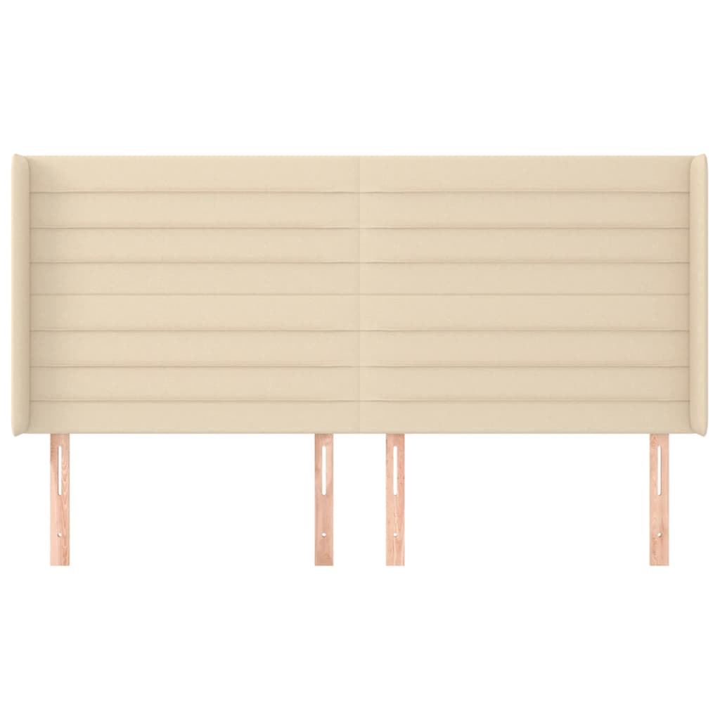 Hoofdbord Met Randen Stof Kleurig 183 x 16 x 118/128 cm Crème