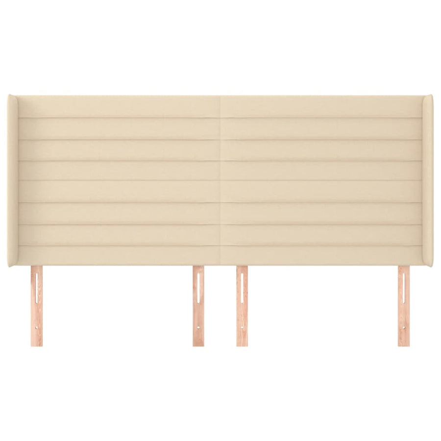 Hoofdbord Met Randen Stof Kleurig 183 x 16 x 118/128 cm Crème