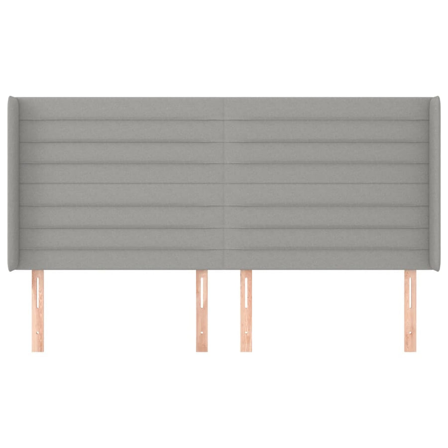 Hoofdbord met randen 203x16x118/128 cm stof lichtgrijs 203 x 16 x 118/128 cm Lichtgrijs