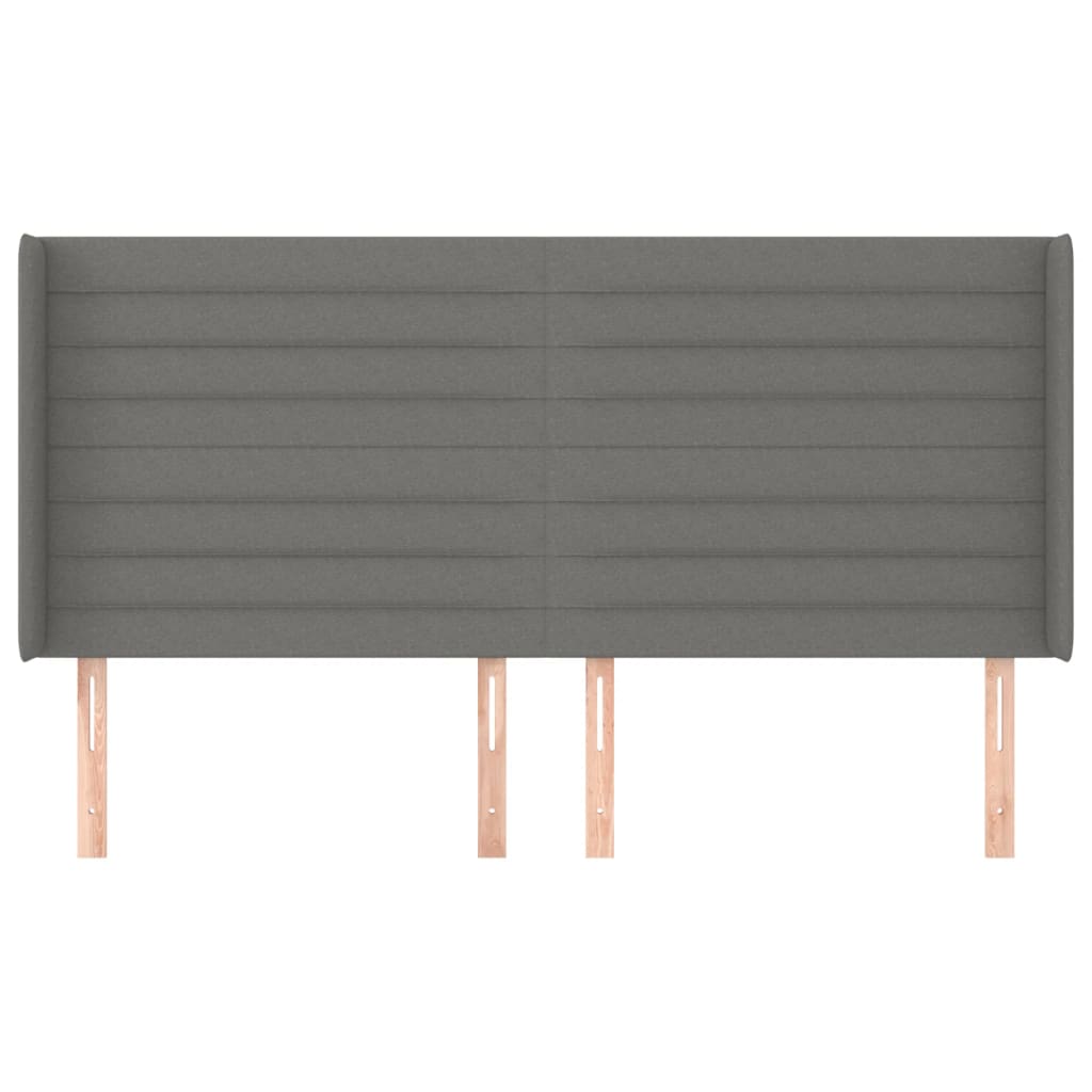 Hoofdbord met randen 203x16x118/128 cm stof donkergrijs 203 x 16 x 118/128 cm Donkergrijs