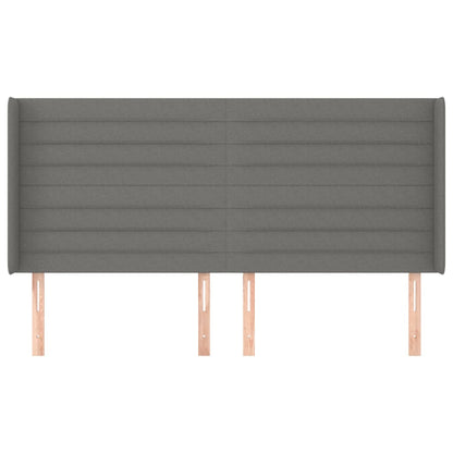 Hoofdbord met randen 203x16x118/128 cm stof donkergrijs 203 x 16 x 118/128 cm Donkergrijs