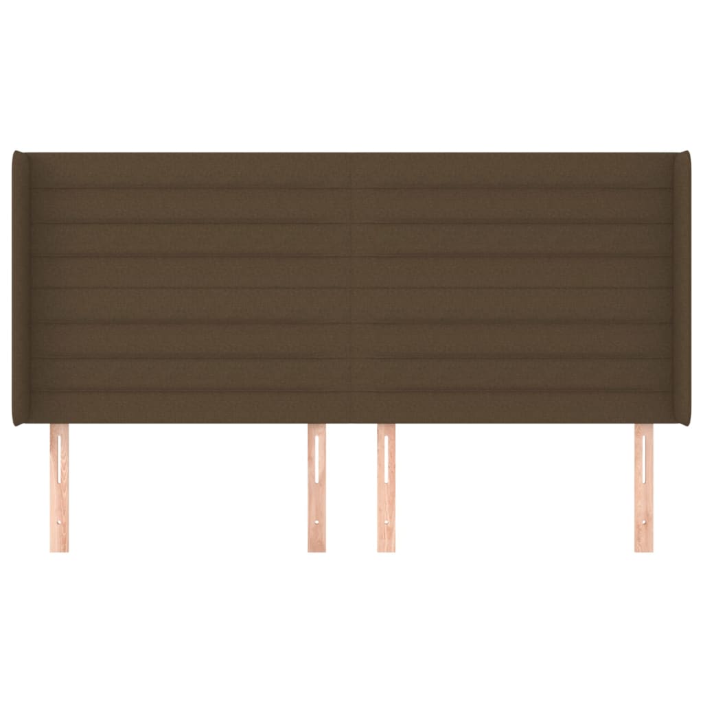 Hoofdbord met randen 203x16x118/128 cm stof donkerbruin 203 x 16 x 118/128 cm Donkerbruin