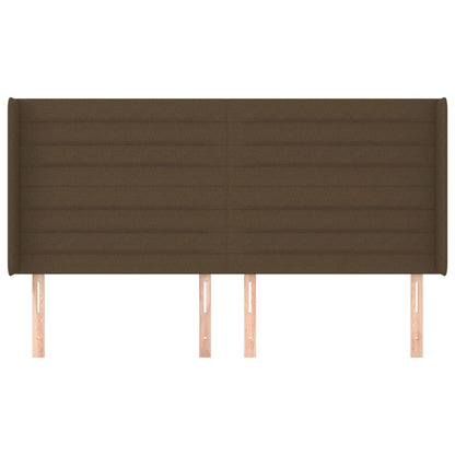 Hoofdbord met randen 203x16x118/128 cm stof donkerbruin 203 x 16 x 118/128 cm Donkerbruin