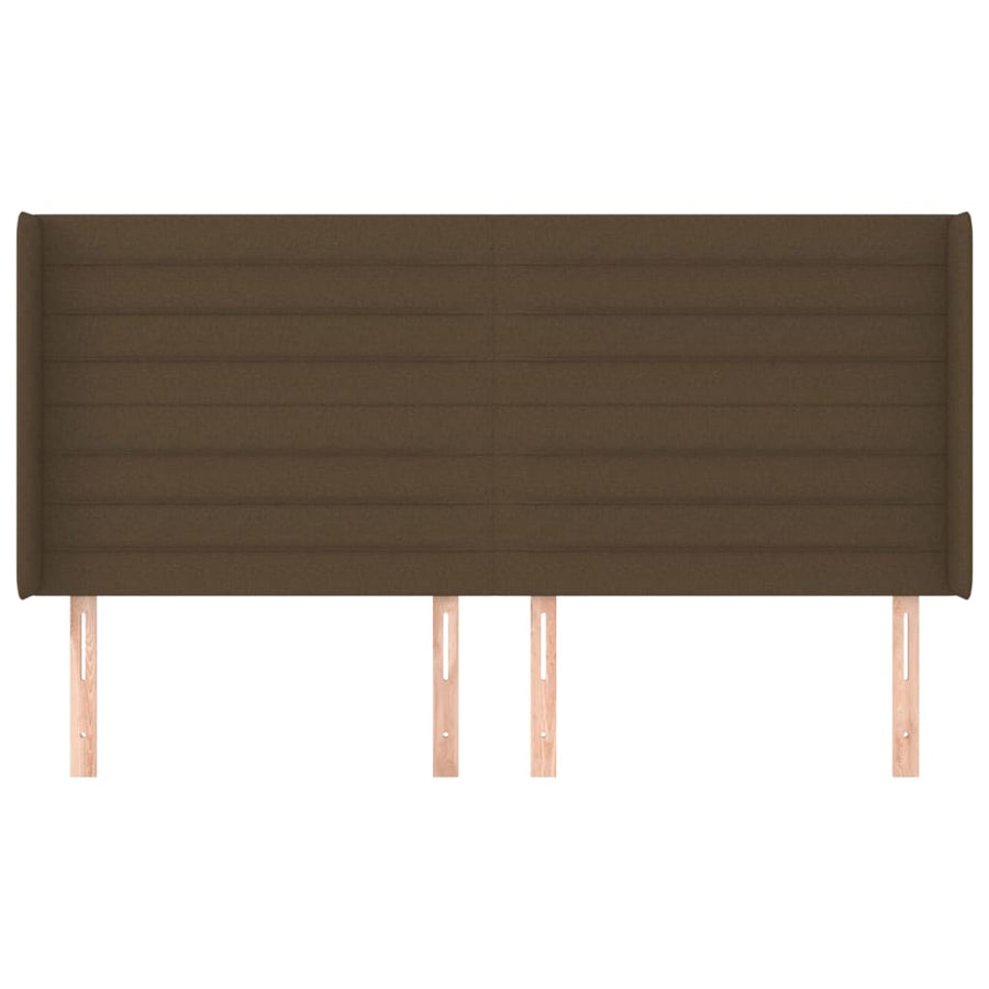 Hoofdbord met randen 203x16x118/128 cm stof donkerbruin 203 x 16 x 118/128 cm Donkerbruin