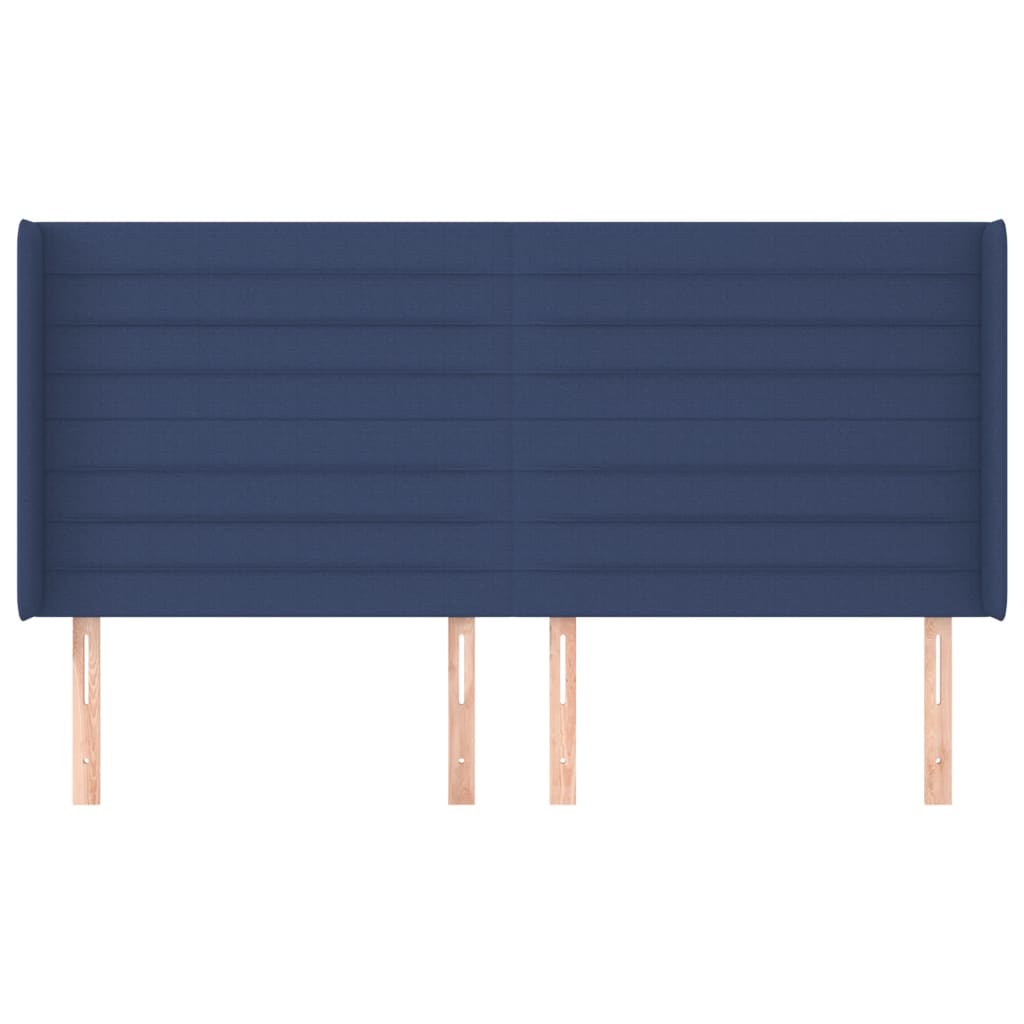 Hoofdbord Met Randen Stof 203 x 16 x 118/128 cm Blauw