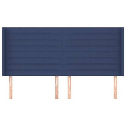 Hoofdbord Met Randen Stof 203 x 16 x 118/128 cm Blauw