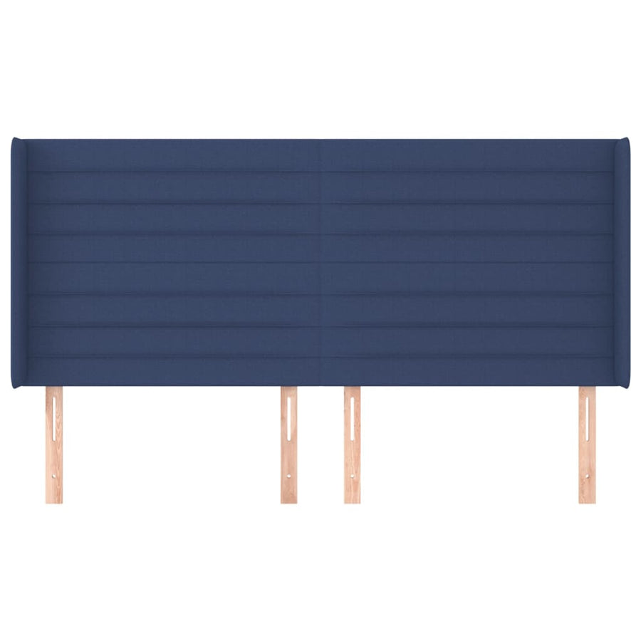 Hoofdbord Met Randen Stof 203 x 16 x 118/128 cm Blauw