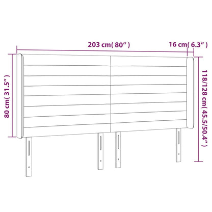 Hoofdbord Met Randen Stof 203 x 16 x 118/128 cm Blauw